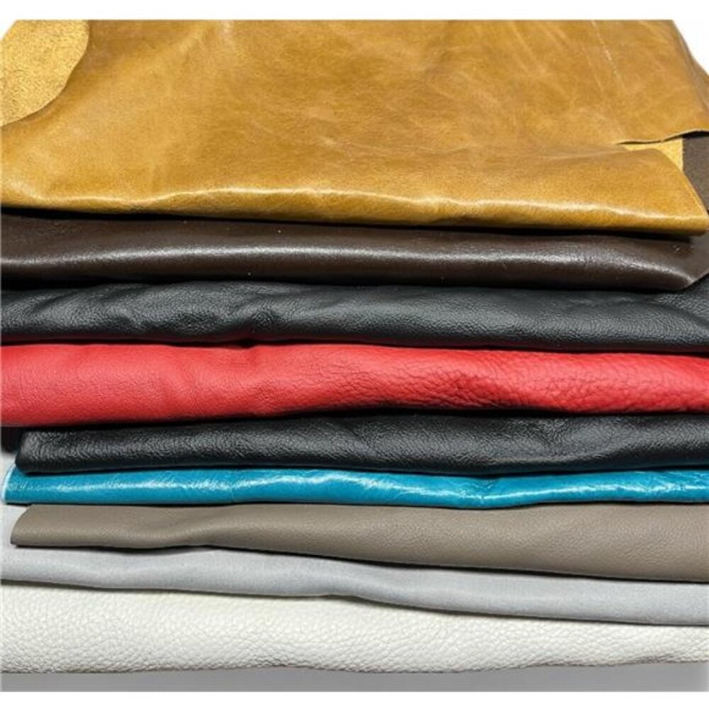 Leather Scraps - Soft and Flexible. New Larger Sizes. Mixed Colors. 2-7 Pieces